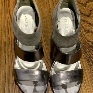 BCBG leather metallic sandal